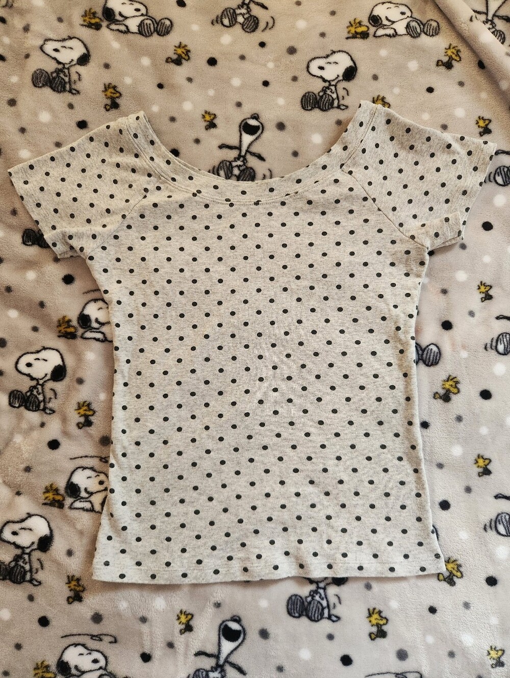 Brandy Melville Polka Dot Wide Neck Top
